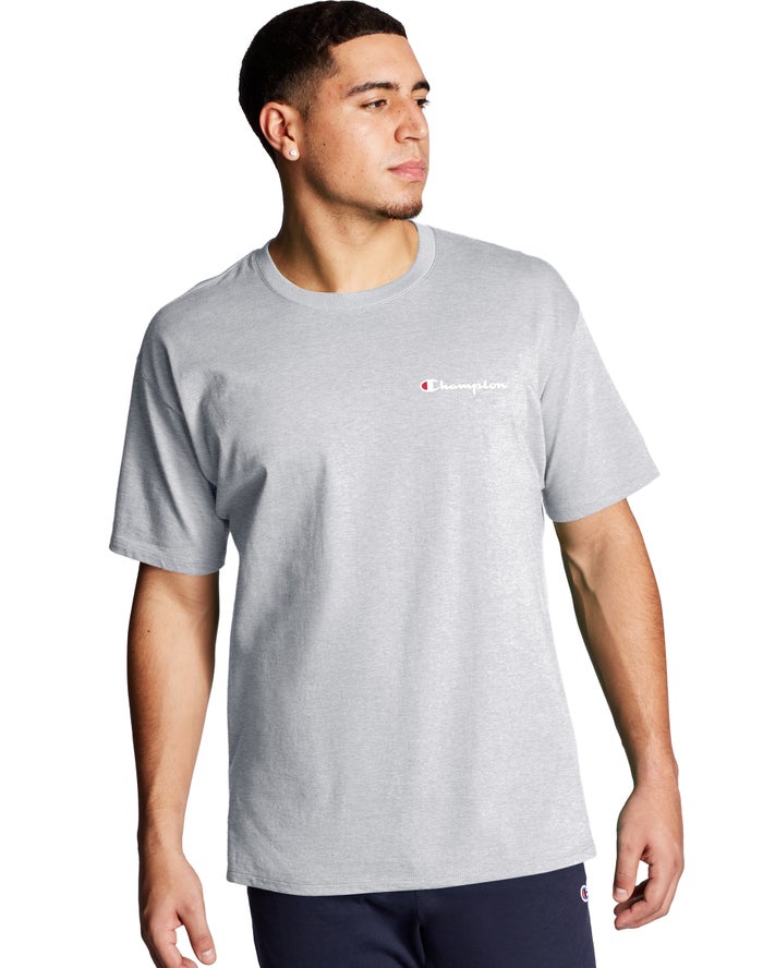 Champion Herre T-Shirts Grå - Classic Jersey Script Logo - Danmark JRM-126584